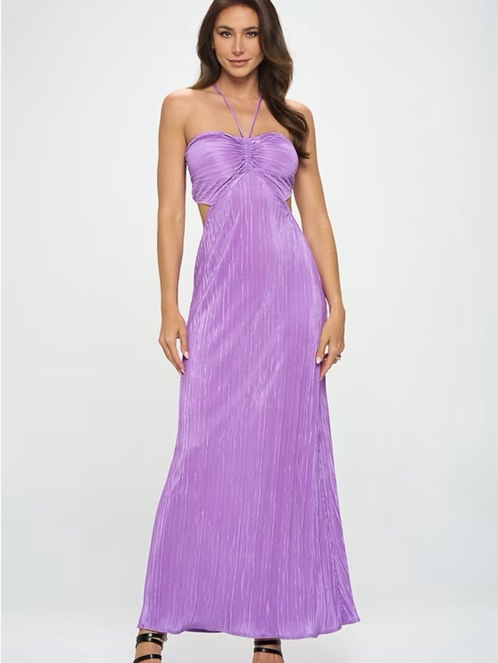 Renee C Lilac Halter Tie-Back Maxi Dress - Women's